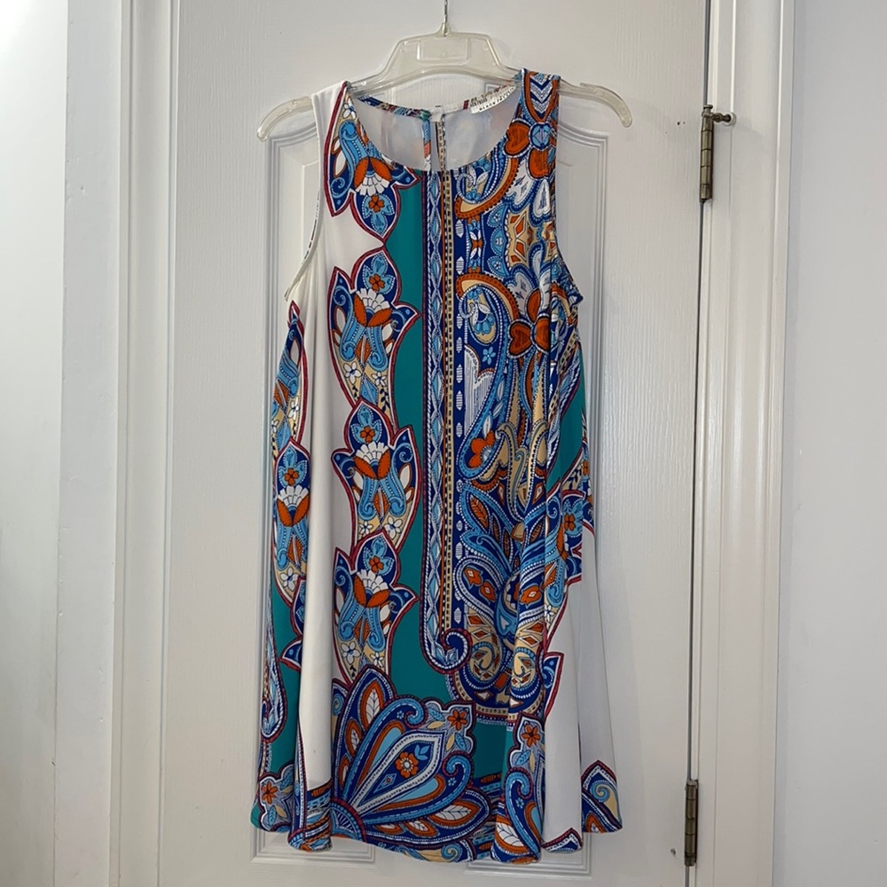 BLACK/BEAD paisley shift dress. Size M. Fully lined